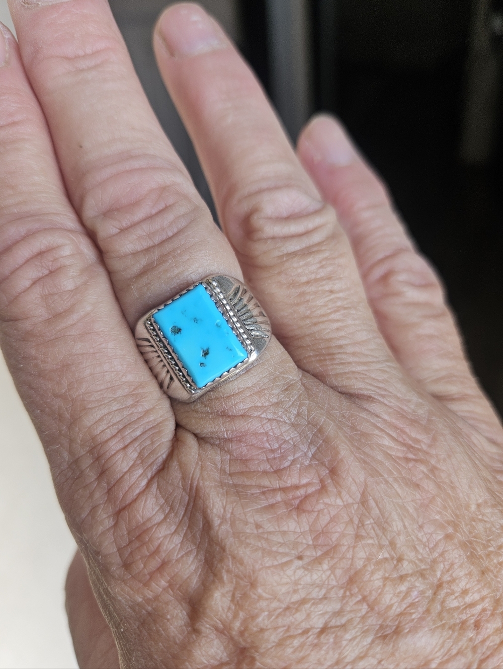Sterling Silver Turquoise Statement Ring - Size 9.25 - Picture 4 of 6